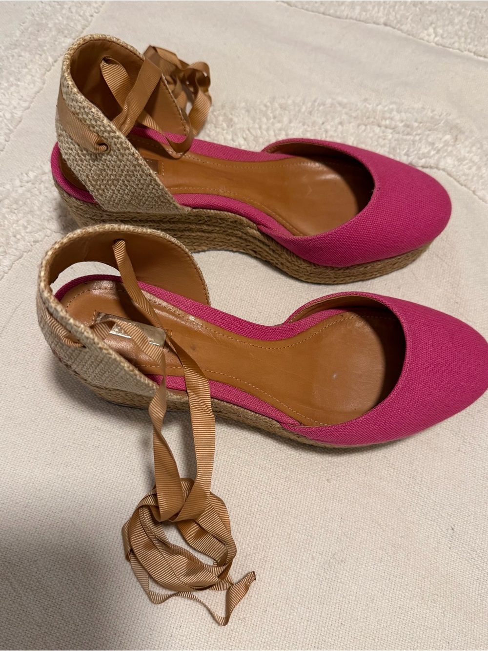 SCHUTZ Fuchsia Espadrille Wedge Ankle-Tie Sandals size 8 NWOT